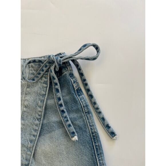 We The Free Womens Raw Hem Denim Zip Up Tie Waist Skort Blue Size 0 - Picture 5 of 8